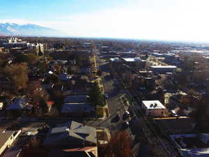 Aerial view featuring a mountain view