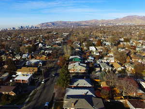 Drone / aerial view with a mountain view