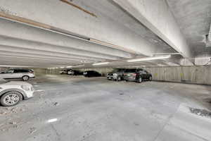 View of garage, lower level, one stall.