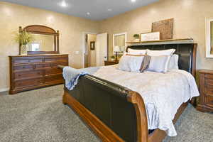 Bedroom with carpet flooring