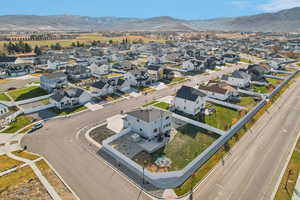 Aerial view featuring a mountain view