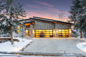 Contemporary home with a garage