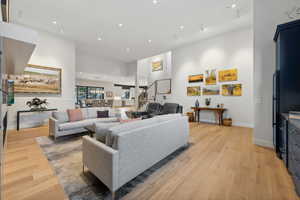 Living room featuring light wood-type flooring