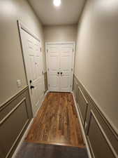 Entry from the Garage with storage and big coat closet