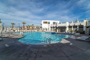 View of pool featuring a patio area