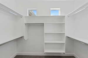 Walk in closet featuring carpet flooring