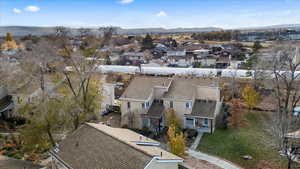 Aerial view featuring a mountain view