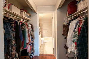 Walk in closet featuring hardwood / wood-style floors