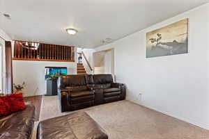 Living room with carpet flooring