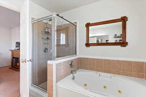 Bathroom with independent shower and bath