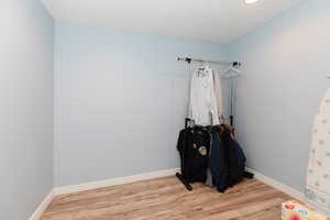 Spacious closet featuring light hardwood / wood-style floors