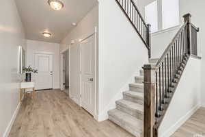 Interior space with hardwood / wood-style flooring