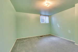 Unfurnished room with carpet