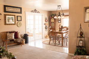 Carpeted dining room featuring a wealth of natural light