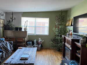 Interior space with light hardwood / wood-style floors