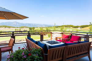 Balcony with a mountain view, a rural view, and an outdoor hangout area