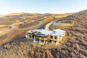 Drone / aerial view featuring a mountain view