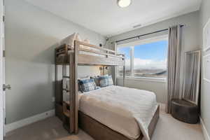 Bedroom featuring carpet