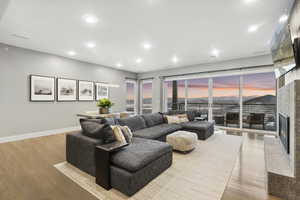 Living room featuring light wood-type flooring