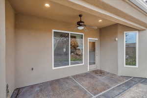 View of patio / terrace featuring ceiling fan