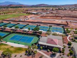 Drone / aerial view featuring a mountain view