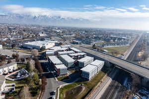 Aerial view featuring a mountain view