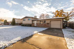 View of front of home with a garage