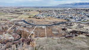 Drone / aerial view with a mountain view