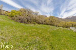 View of yard featuring a mountain view