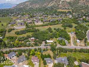 Aerial view featuring a mountain view