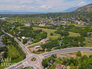 Aerial view with a mountain view