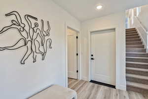 Entryway featuring light wood-type flooring