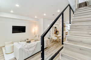 Living room featuring light wood-type flooring