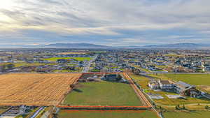 Aerial view featuring a mountain view