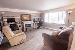 View of carpeted living room