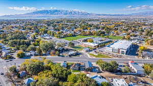 Drone / aerial view featuring a mountain view