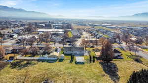 Aerial view featuring a mountain view