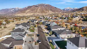 Aerial view featuring a mountain view