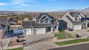 View of front of property with a mountain view