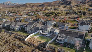 Aerial view featuring a mountain view