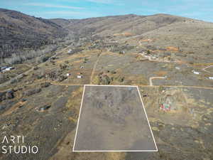 Bird's eye view featuring a mountain view