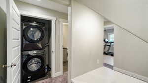 Laundry Room 2 located in Basement with stacked washing machine and dryer