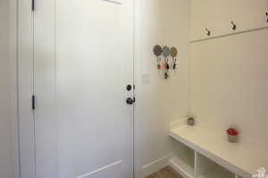 Mudroom featuring built-in