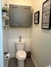 Bathroom featuring built in cabinets