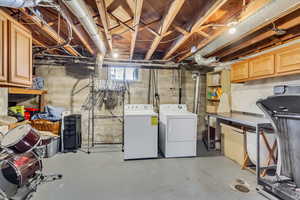 Basement with independent washer and dryer