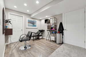 Interior space with light hardwood / wood-style floors