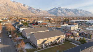 Aerial view featuring a mountain view