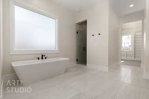 Bathroom with independent shower and bath