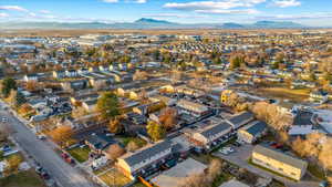 Aerial view featuring a mountain view