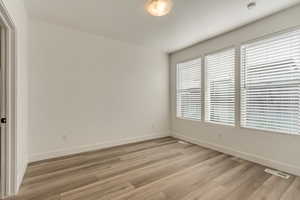 Empty room featuring light hardwood / wood-style flooring and a healthy amount of sunlight